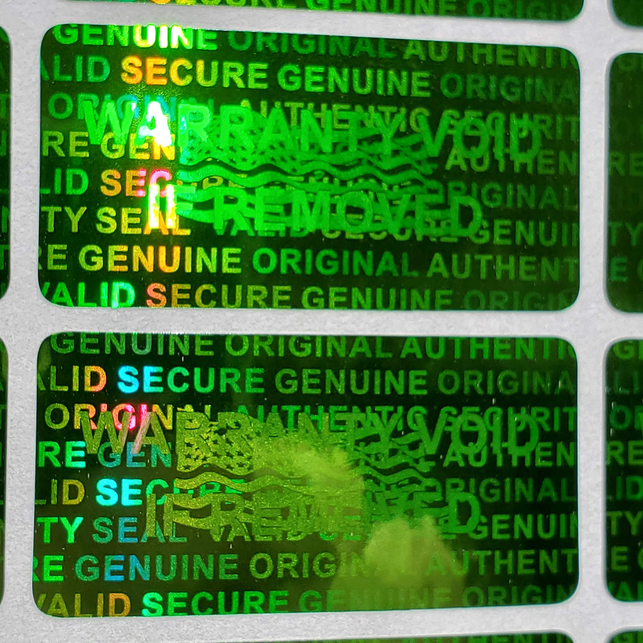 1000 etiquetas de seguridad con holograma plateado (15 mm x 30 mm)