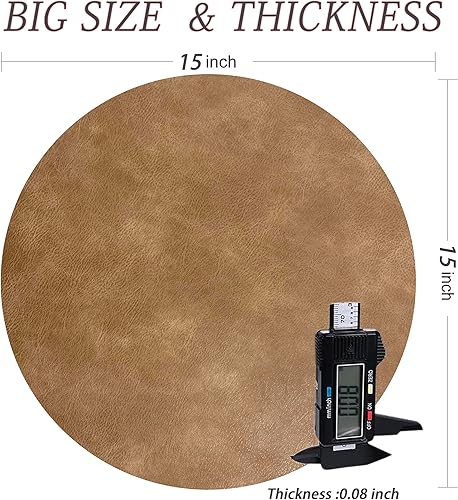 Miniatura 6 de UnivoColors - Juego de manteles individuales de piel sintética de 6,15 pulgadas, redondos, con patrón de piel de vaca lavada, para mesa de comedor,