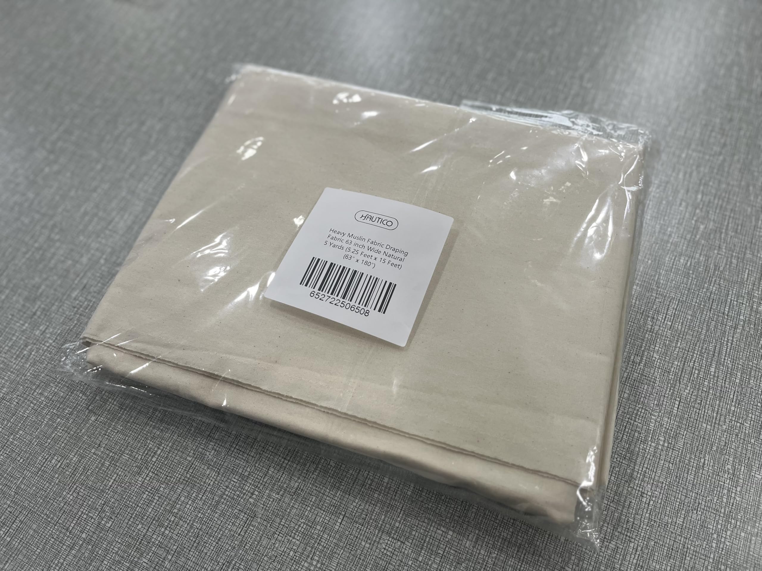 Heavy Cotton Muslin Fabric Textile Unbleached Draping Fabric 63 inch Wide Natural 5 Yards (5.25 Feet x 15 Feet)(63" x 180"), by Hautico