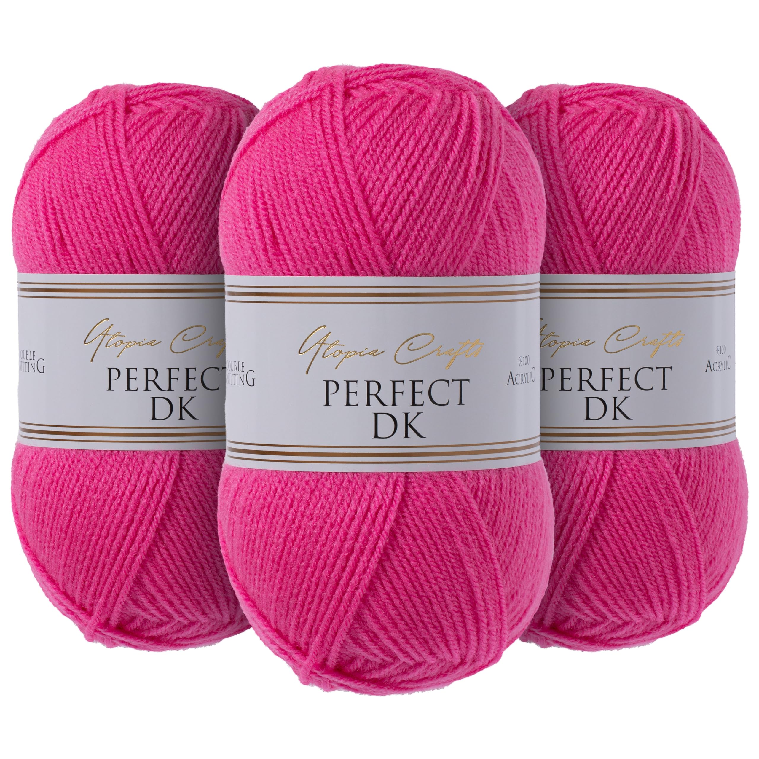 Utopia Crafts DK Double Knitting Yarn 3X 100g (Raspberry Rose)