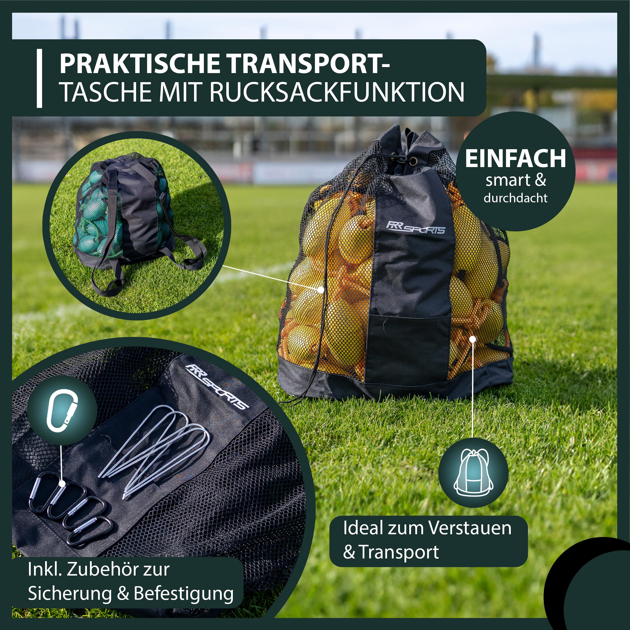 Profi Torwart Reaktionsnetz Fußball Boden-Netz Ball Abfälscher Equipment zum Torwarttraining - Soccer Goalkeeper Zubehör Ballabfälscher inkl. Tragerucksack