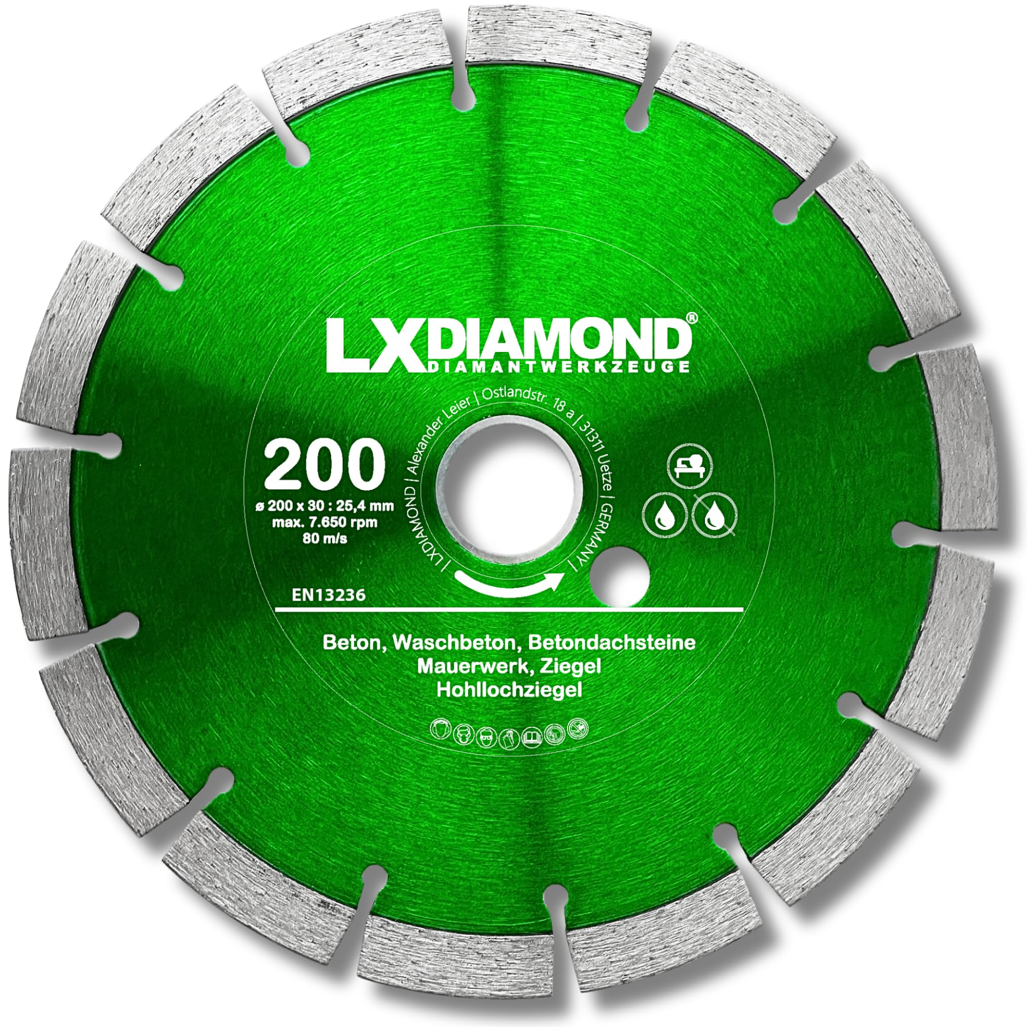 LXDIAMOND Diamant-Trennscheibe 200mm x 25,4mm - für Schneide