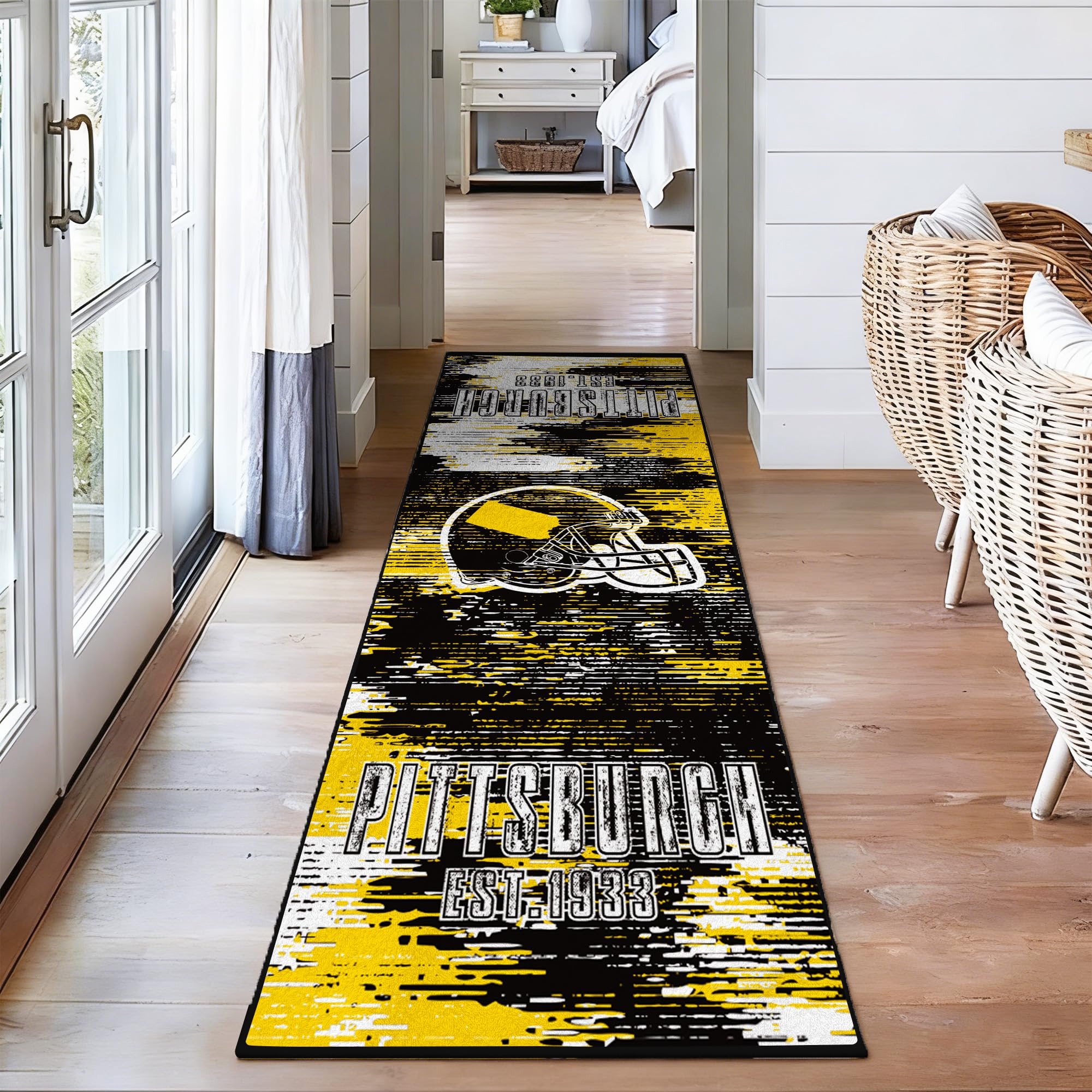 Football Rug Runners for Hallways Non Slip 2x6 ft, Kitchen Rugs with Rubber Backing, Sports Washable Football Area Rug for Living Room, Low Pile Rugs Carpet Runners for Bedroom, Entryway, Laundry