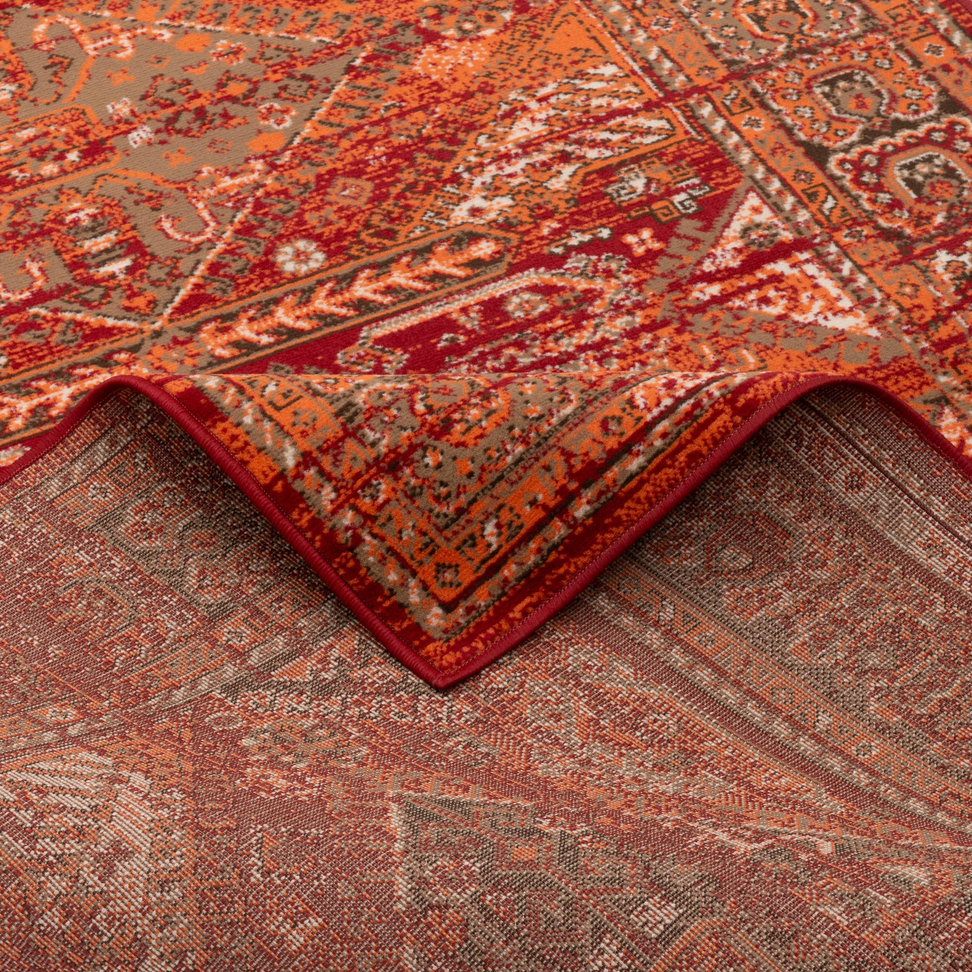Pergamon Designer Teppich Pop-Vintage Orient Terrakotta Bordüre in 5 Größen