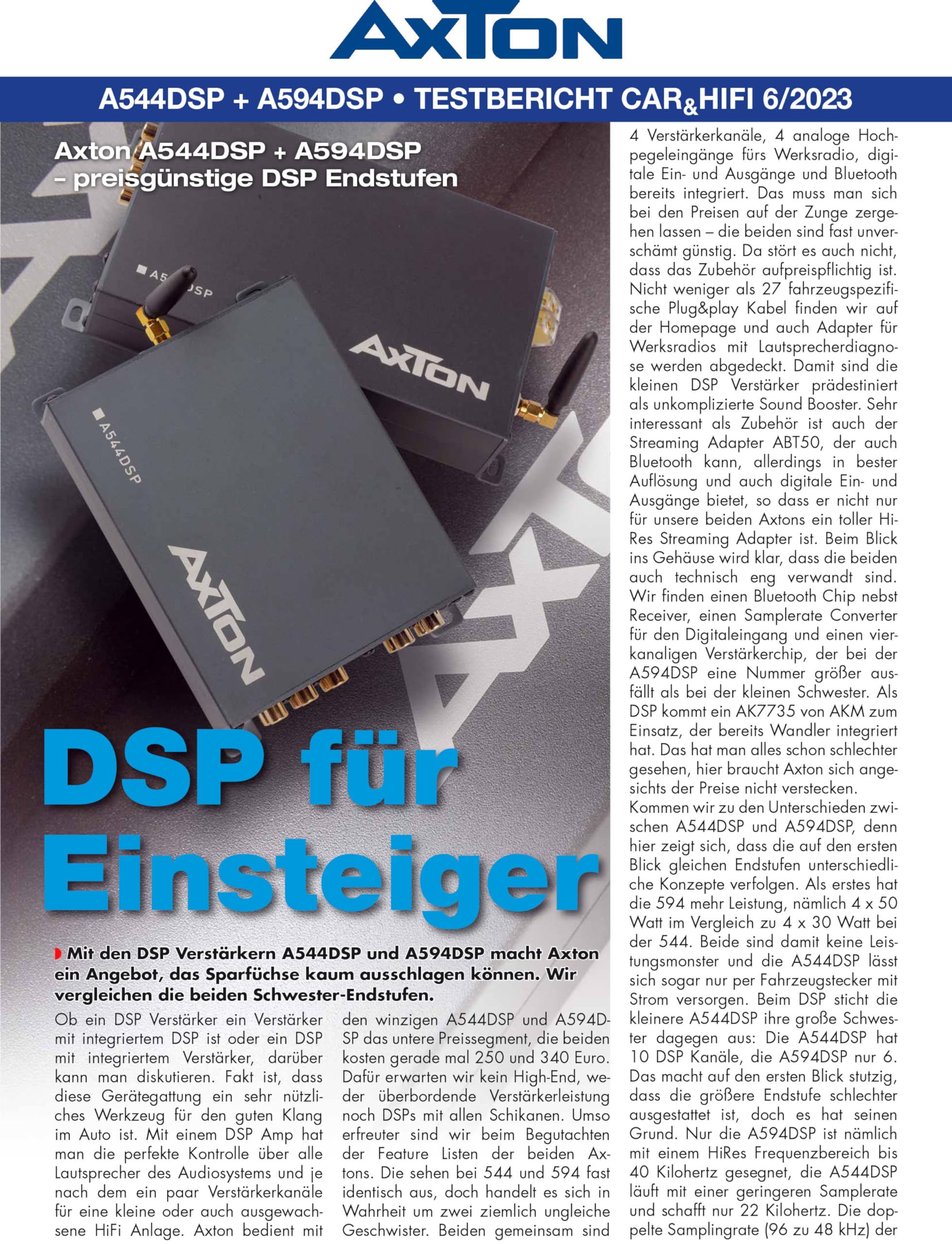 Axton A594DSP | 6 Kanal DSP-Verstärker 4x150 Watt Hi-Res fähig