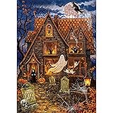 Hopgo 500 Piece Puzzles for Adults, Halloween Puzzle 500 Pieces for Family Game, Horror Haunted House Puzzle for Halloween Midnight, Great Gifts for Puzzles Lovers 20'x14.2'