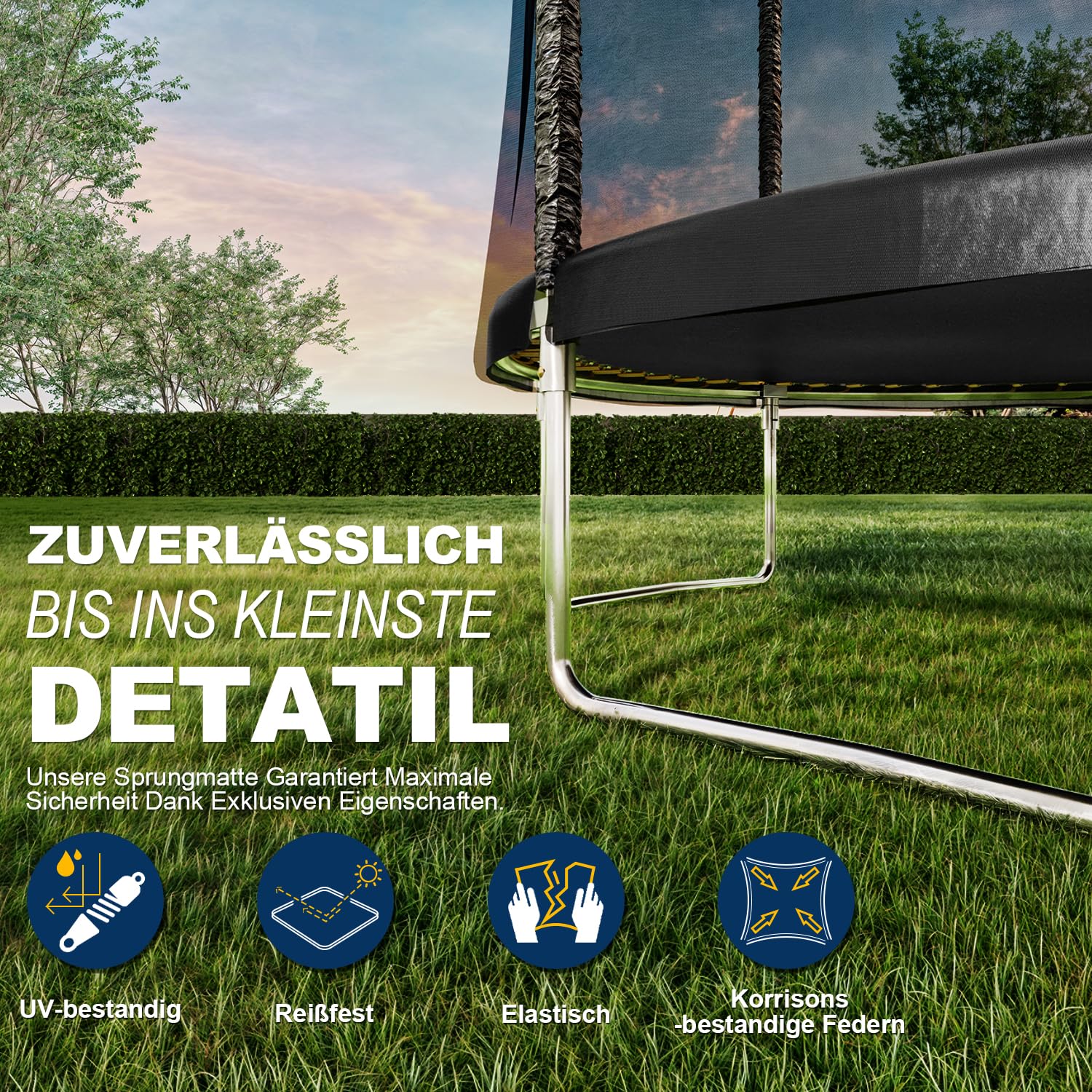 JUMMICO Trampolin Outdoor Ø 183/228/305/366/427 cm, GS-Zertifizierung Gartentrampolin für Kinder mit Leiter und Seitentasche