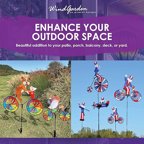 Miniatura 5 de Molinillo giratorio para bicicleta de 30 pulgadas, diseño de pájaro tropical, decoración exterior resistente a la intemperie, duradero y ligero para