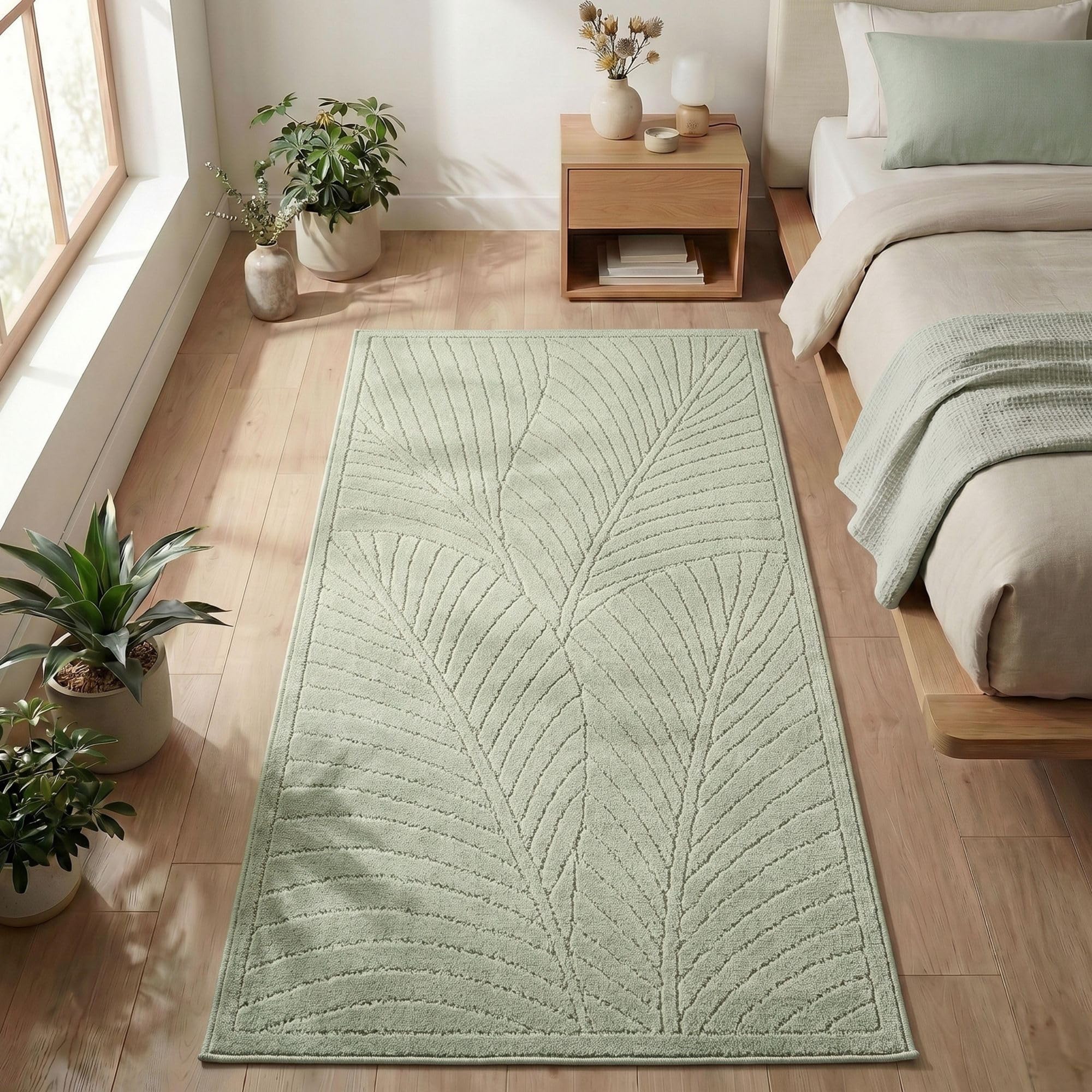 Carpetsale24 Kurzflor Teppich Beige Wohnzimmer Schlafzimmer 3D Hoch-Tief-Effekt, Skandinavisch Boho Motiv, für Outdoor Bereich geeignet Terrassen oder im Balkon