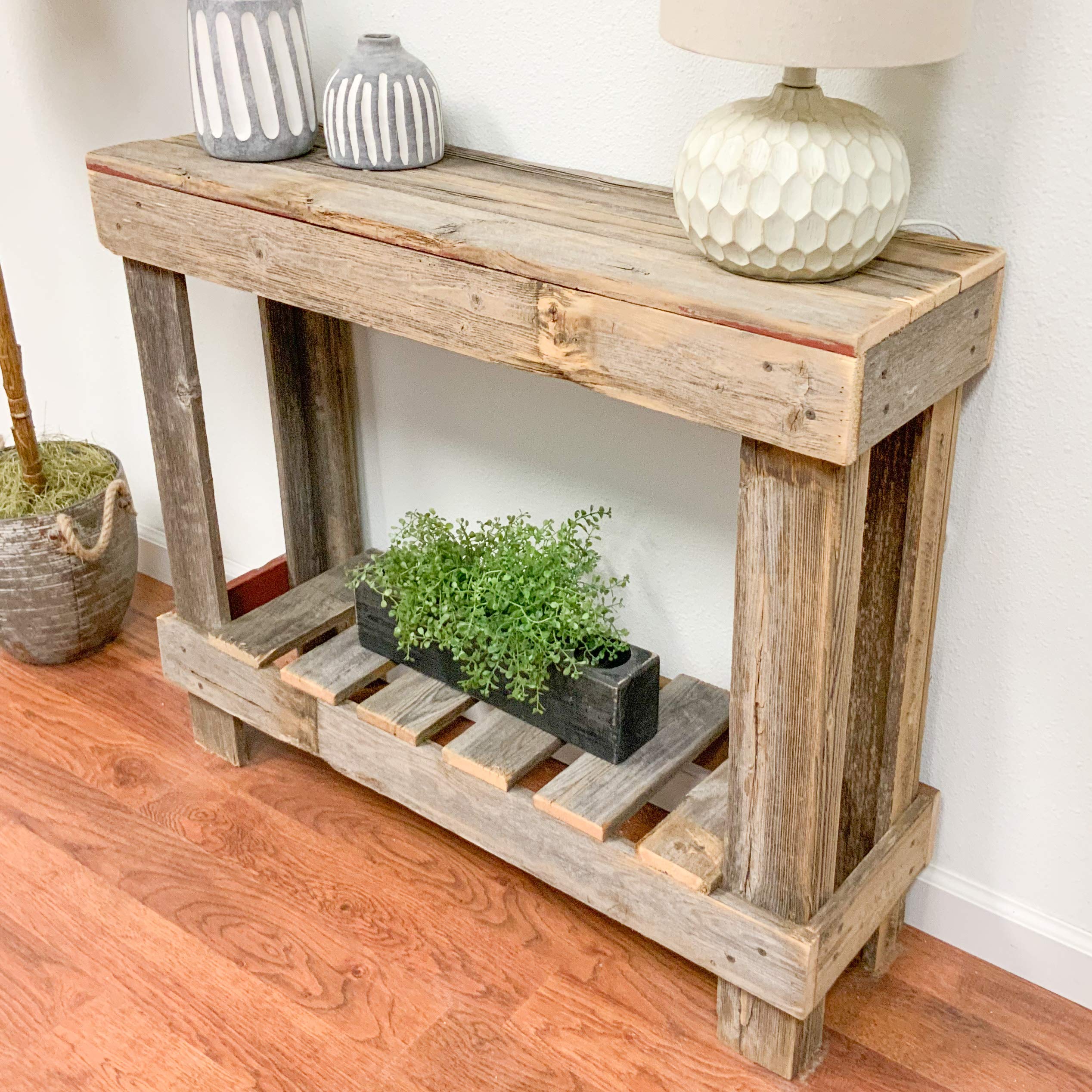 Amazon.com: del Hutson Designs 38 Inch Colorful Reclaimed Wood Rustic  Barnwood Rectangular Entry Table for Farmhouse Style Decor, Natural : Home  & Kitchen