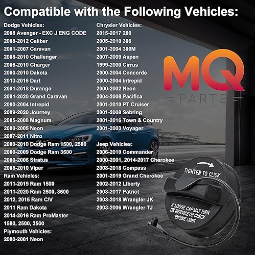 Miniatura 5 de 52030377AB 52030377AA Tapa del depósito de combustible Tapa de llenado de gas para Dodge Ram 1500 2500 3500 Promaster Dakota Caliber Challenger