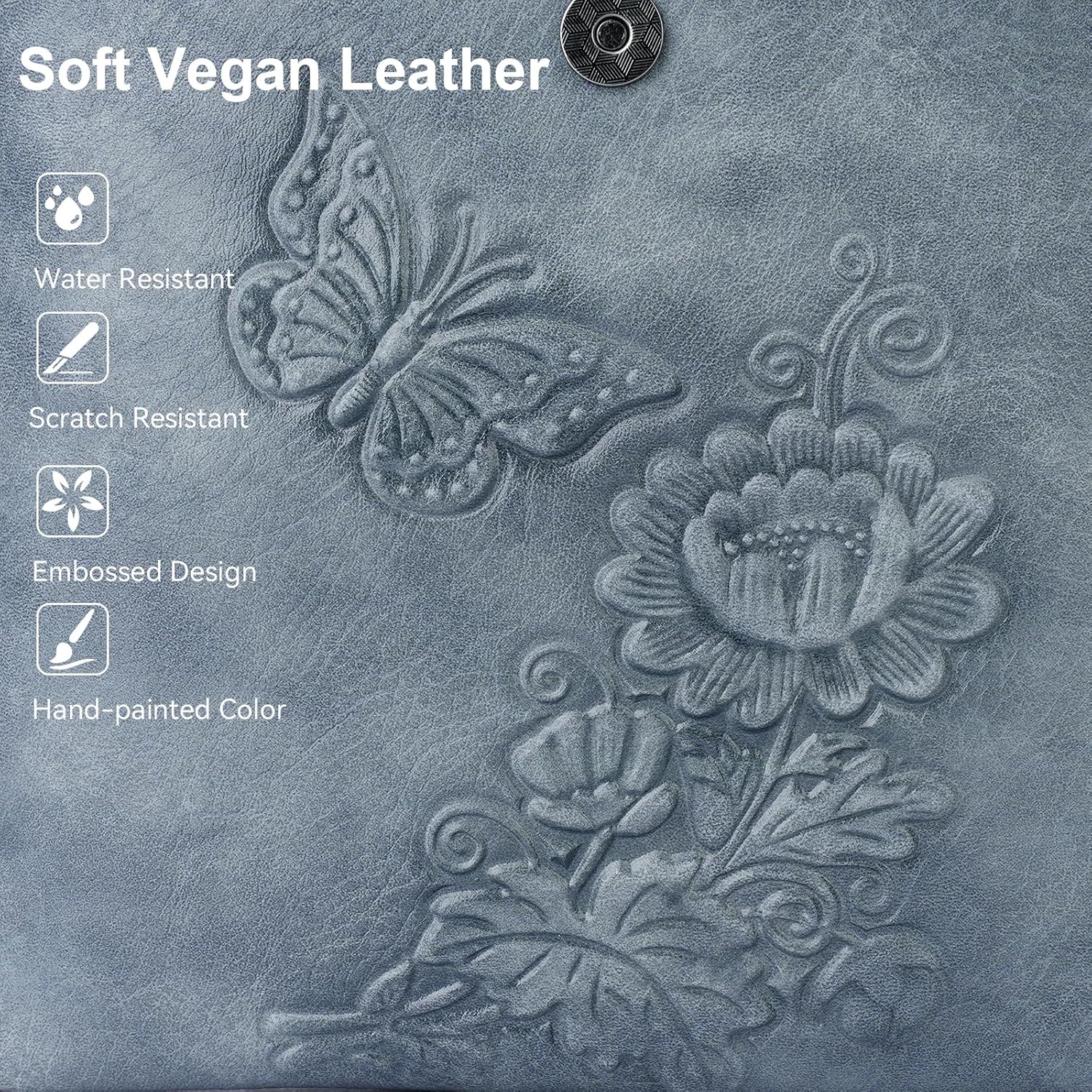 Small Crossbody Purse for Women, Vegan Leather Multi Pocket Bag with Adjustable Strap Embossed Travel Shoulder Bag - Image 5