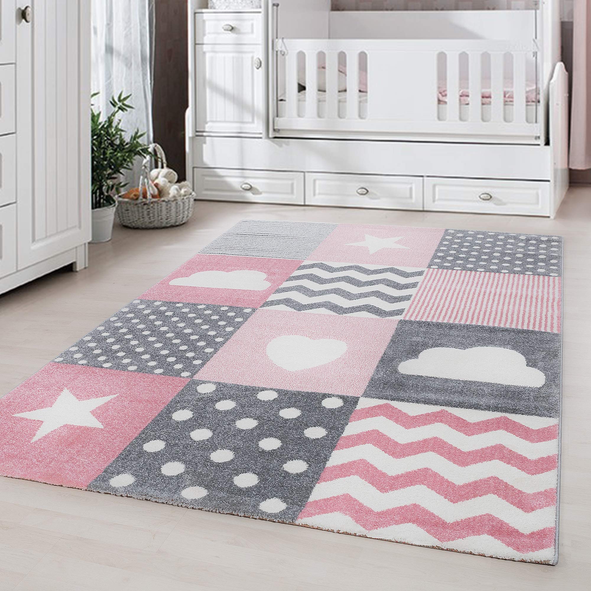 Carpetsale24 Kinderteppich Modern Kinderzimmer Waschbarer Babyteppich Spielteppich für Junge und Mädchen Weich und Antiallergen