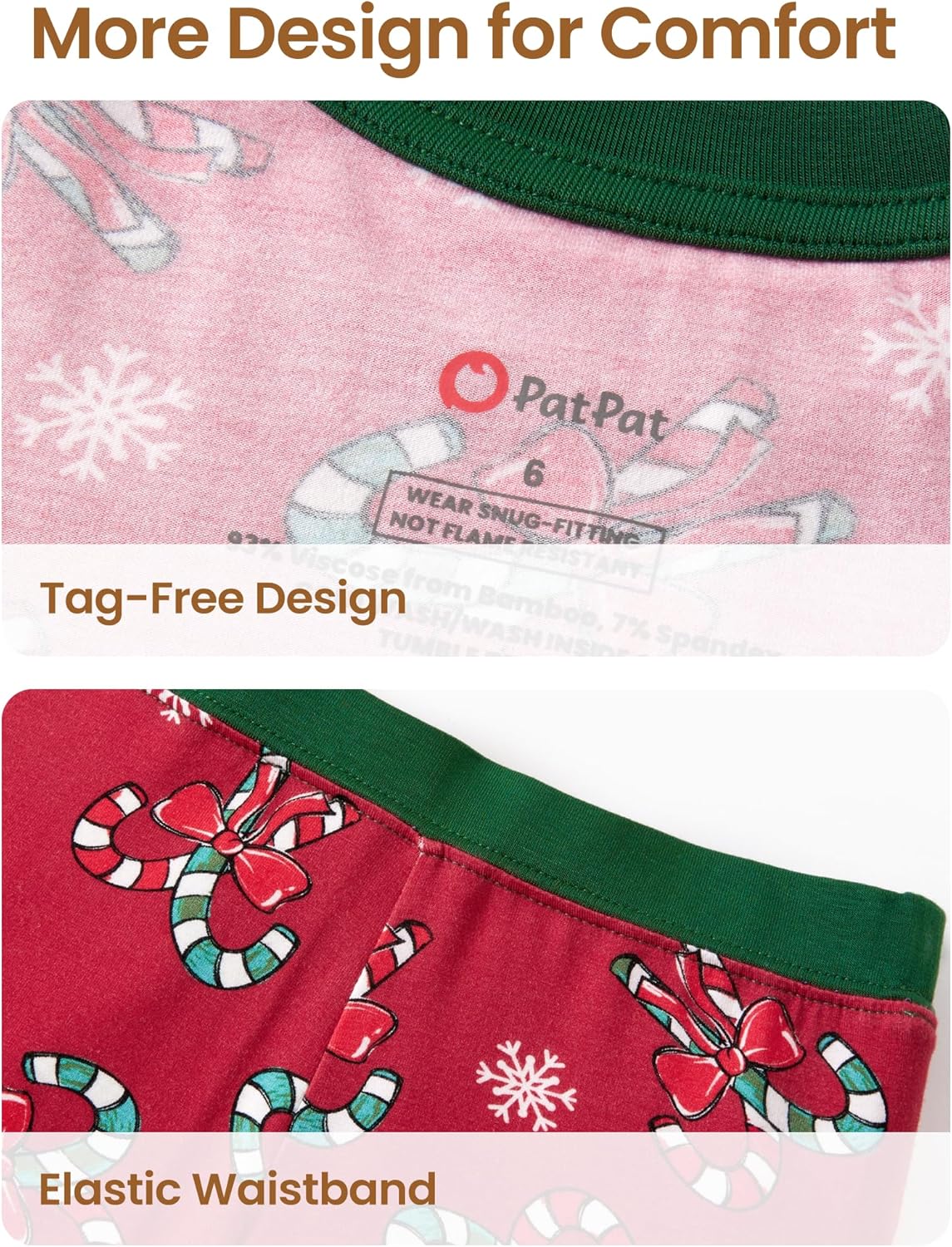 PATPAT Bamboo Viscose Pajamas Sets for Boys Girls Kids Toddler, 3 Pack Shorts & Pants Sleepers, Ultra-soft Snug Fit Pjs 2-12Y - Image 7