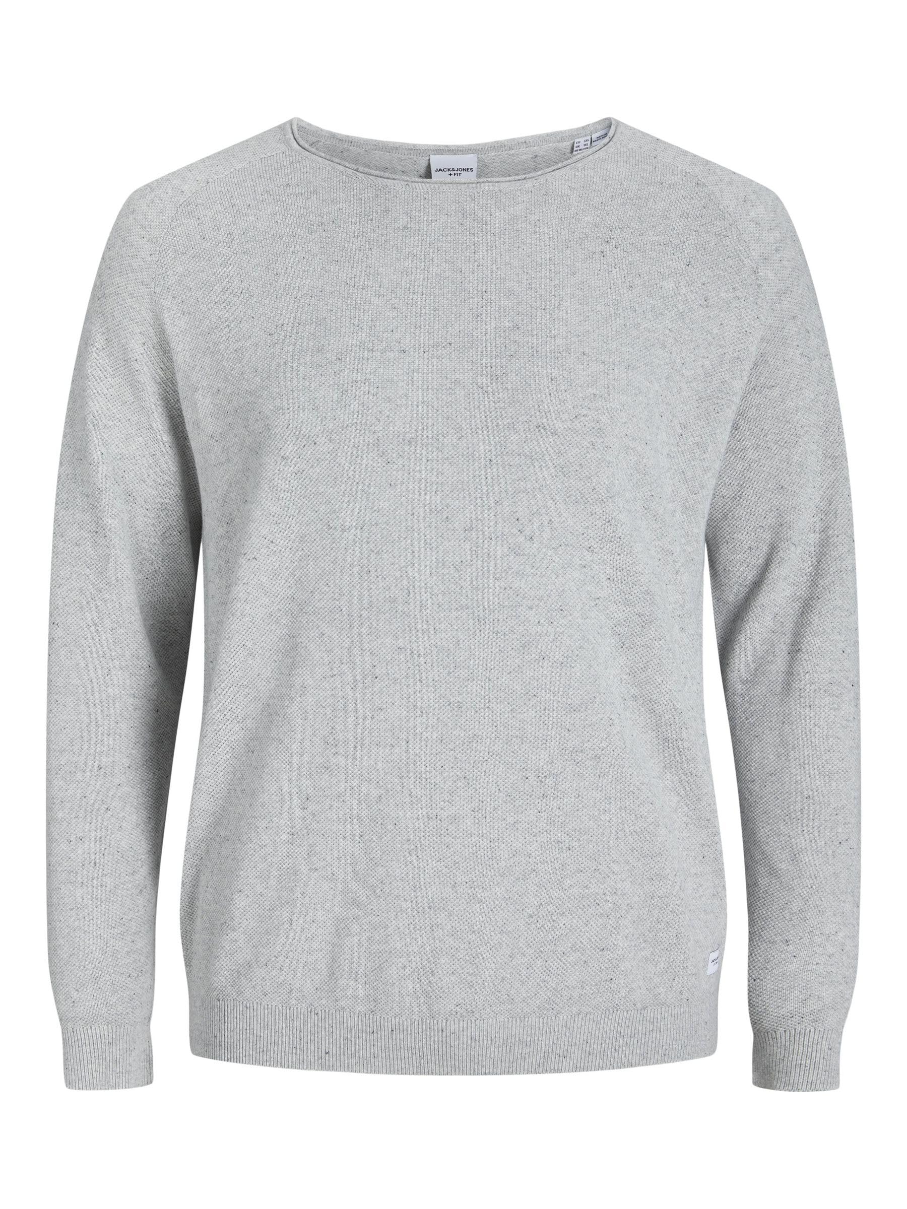 JACK & JONES Men's Jjehill Knit Crew Neck Noos Pullover - Grey - Small
