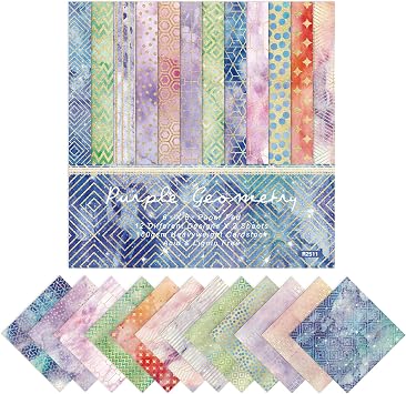Scrapbook Paper 6 x 6inch Glitter Gilded Lines Color Pattern Single -sided 160GSM Square Cardstock Decorative Craft Paper for DIY Photo Album Background Journal Supplies 24 Sheets A, 6inch