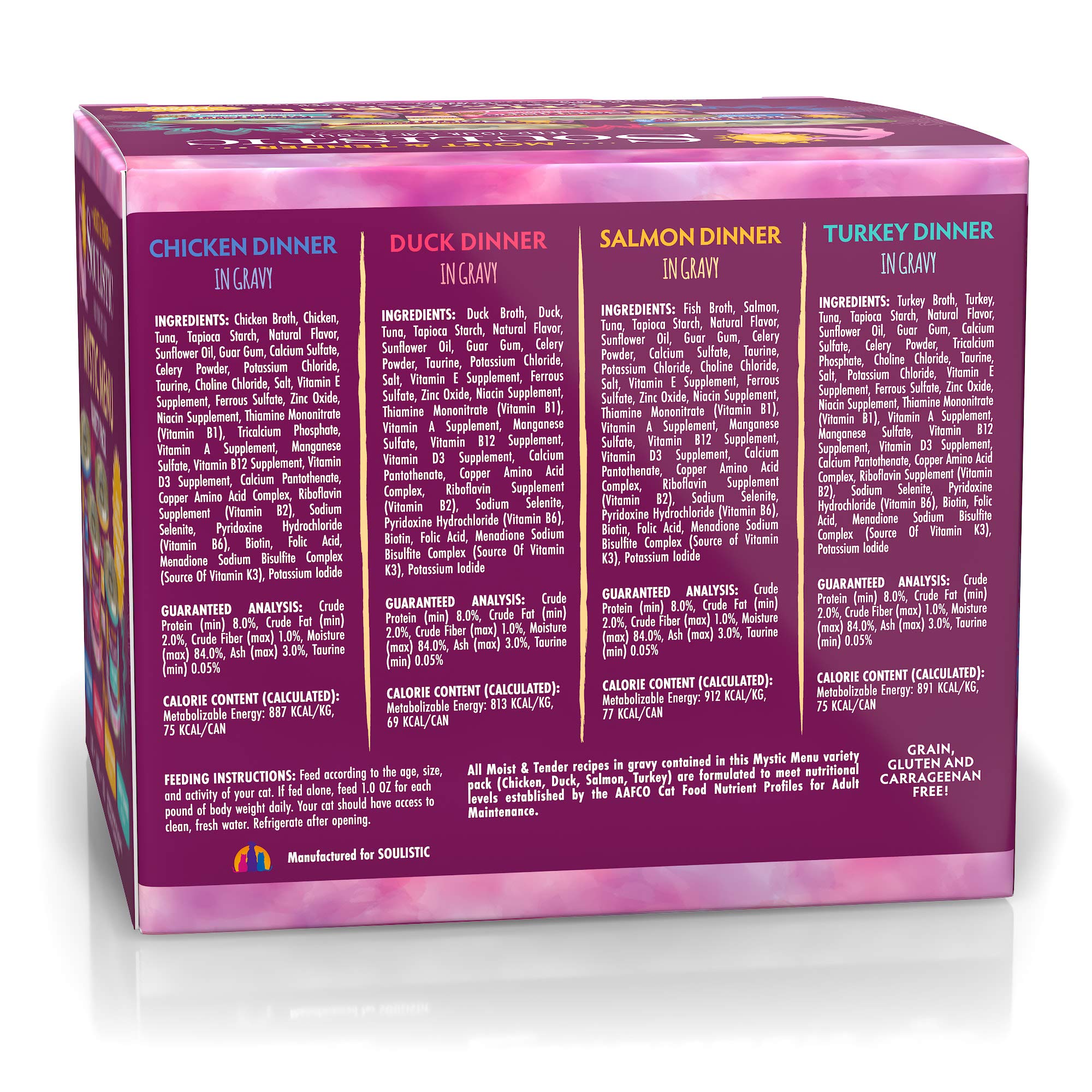 Soulistic Moist & Tender Mystic Menu Variety Pack Wet Cat Food, 3 oz., Count of 12