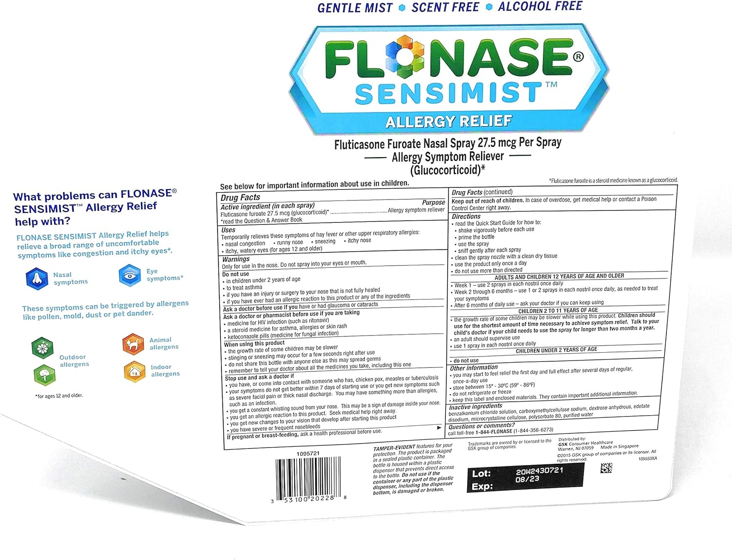 Flonase Sensimist Allergy Relief Spray - 0.54 oz, Pack of 3