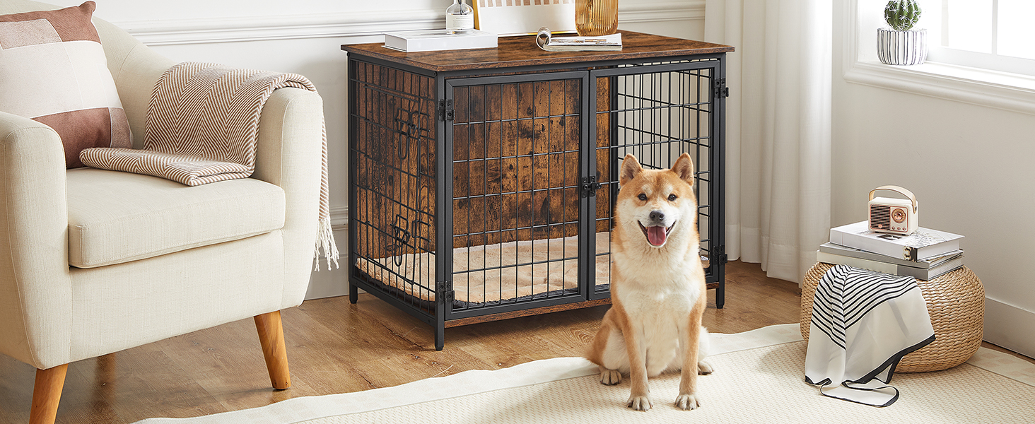 CHIEN　1001 Amazon.com: DWVO Dog Crate Furniture with Storage Shelves