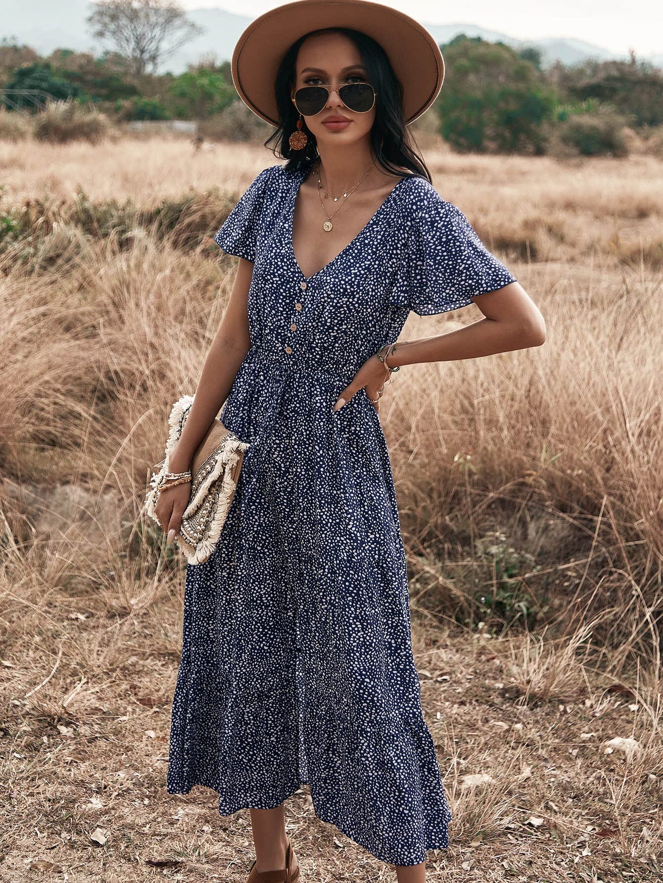 holiday a line dresses LTD Commodities Women's Tiered A-Line Maxi Dress main image 0