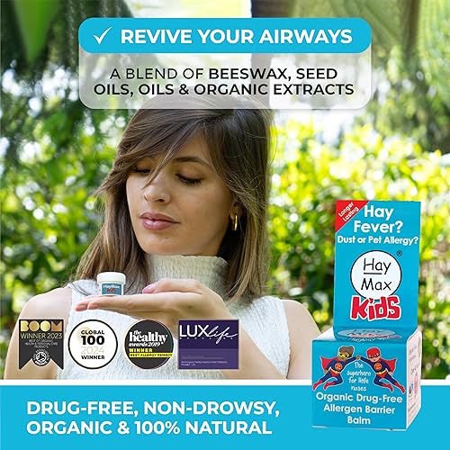 Miniatura 4 de Bálsamo de barrera contra alérgenos para niños, 0.17 onzas líquidas, orgánico, natural y no somnoliento, alivio de la alergia de la fiebre del heno