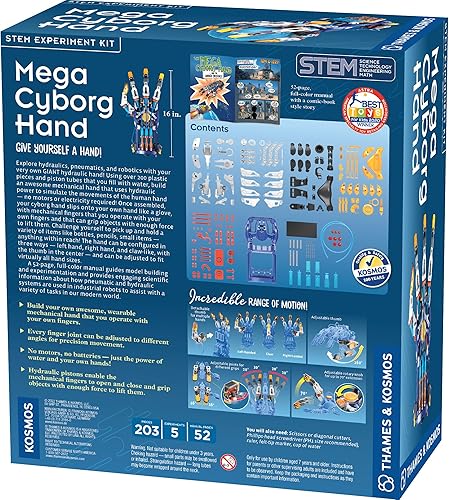 Miniatura 2 de Thames & Kosmos Mega mano cyborg STEM - Kit de experimento | Construye tu propia mano hidráulica gigante | Increíbles capacidades de agarre |