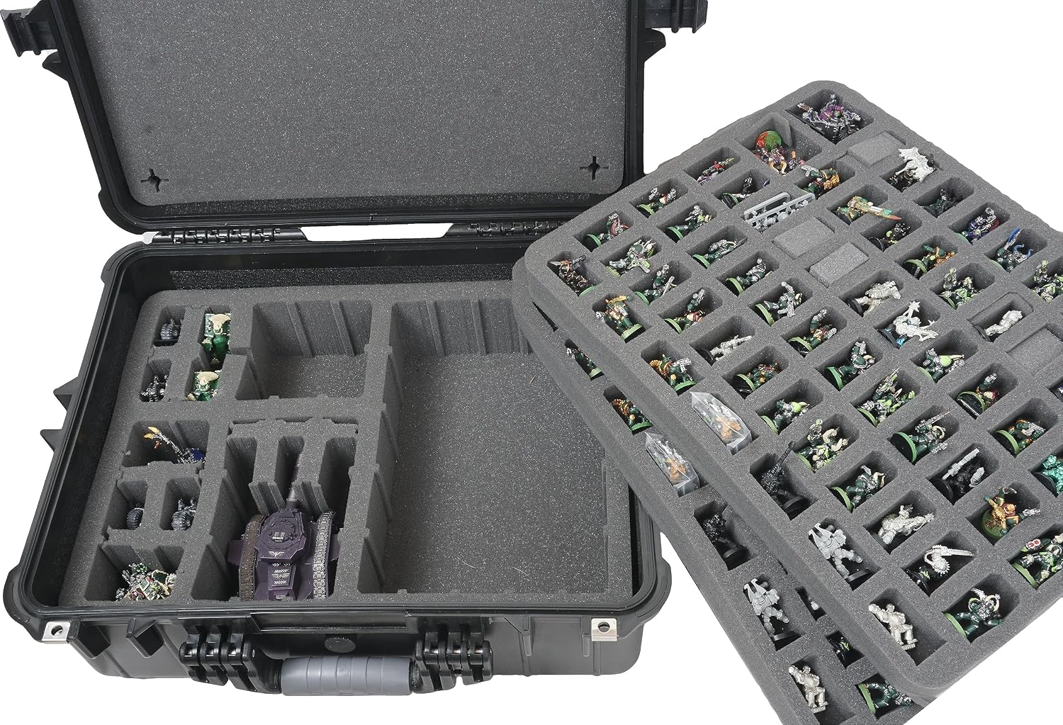 Case Club 184 Miniature Figurine Hard Shell Carrying Case - Fits Warhammer 40k, DND, Battletech, Citadel & More! This Tabletop Army Travel & Storage Case Will Organize Your D&D and Warhammer 40k Set