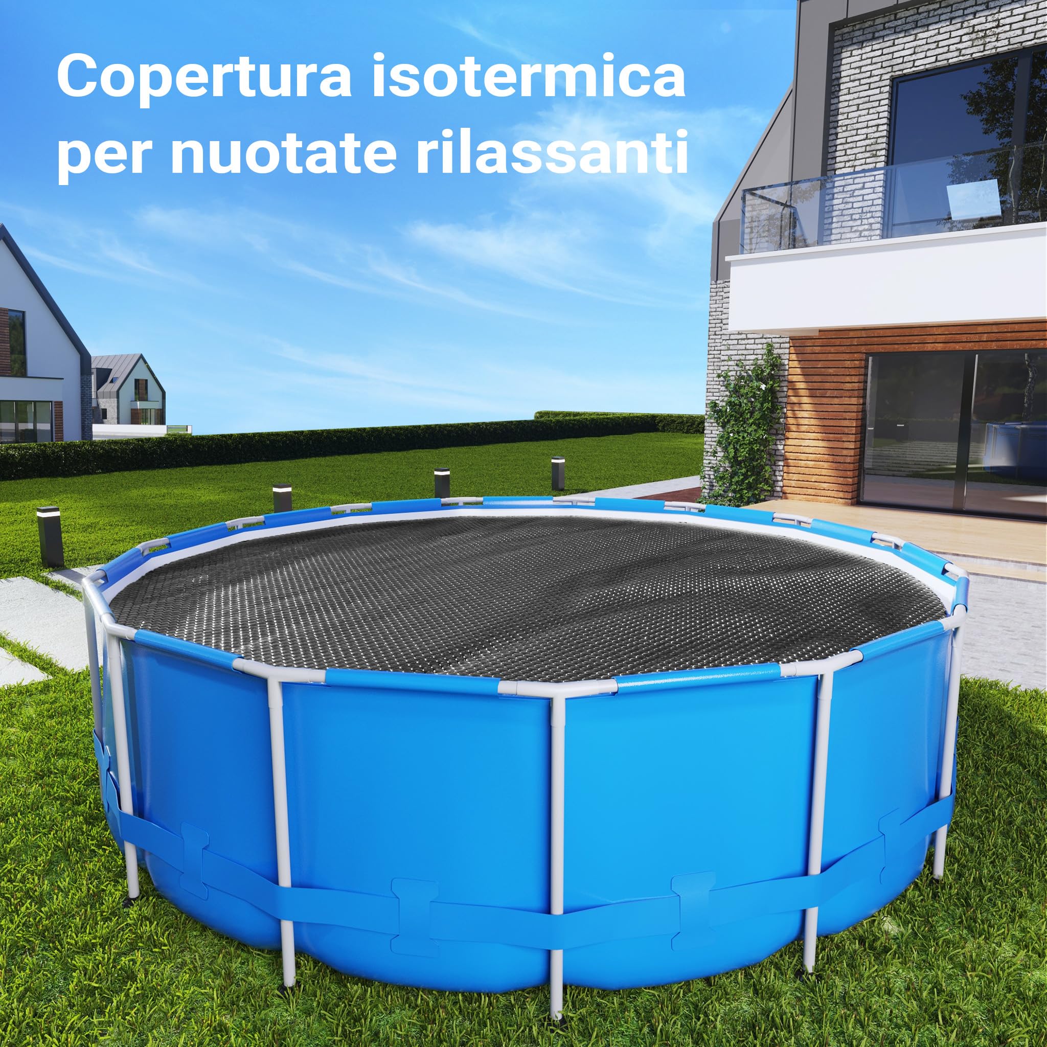 Copertura a bolle d'aria per piscina rotonda Ø 3,6m nero Protezione isotermica
