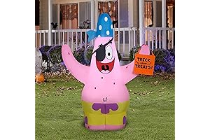 Gemmy Airblown Patrick in Pirate Costume Holding Trick Sack Nick, 3.5 Foot Tall Multi