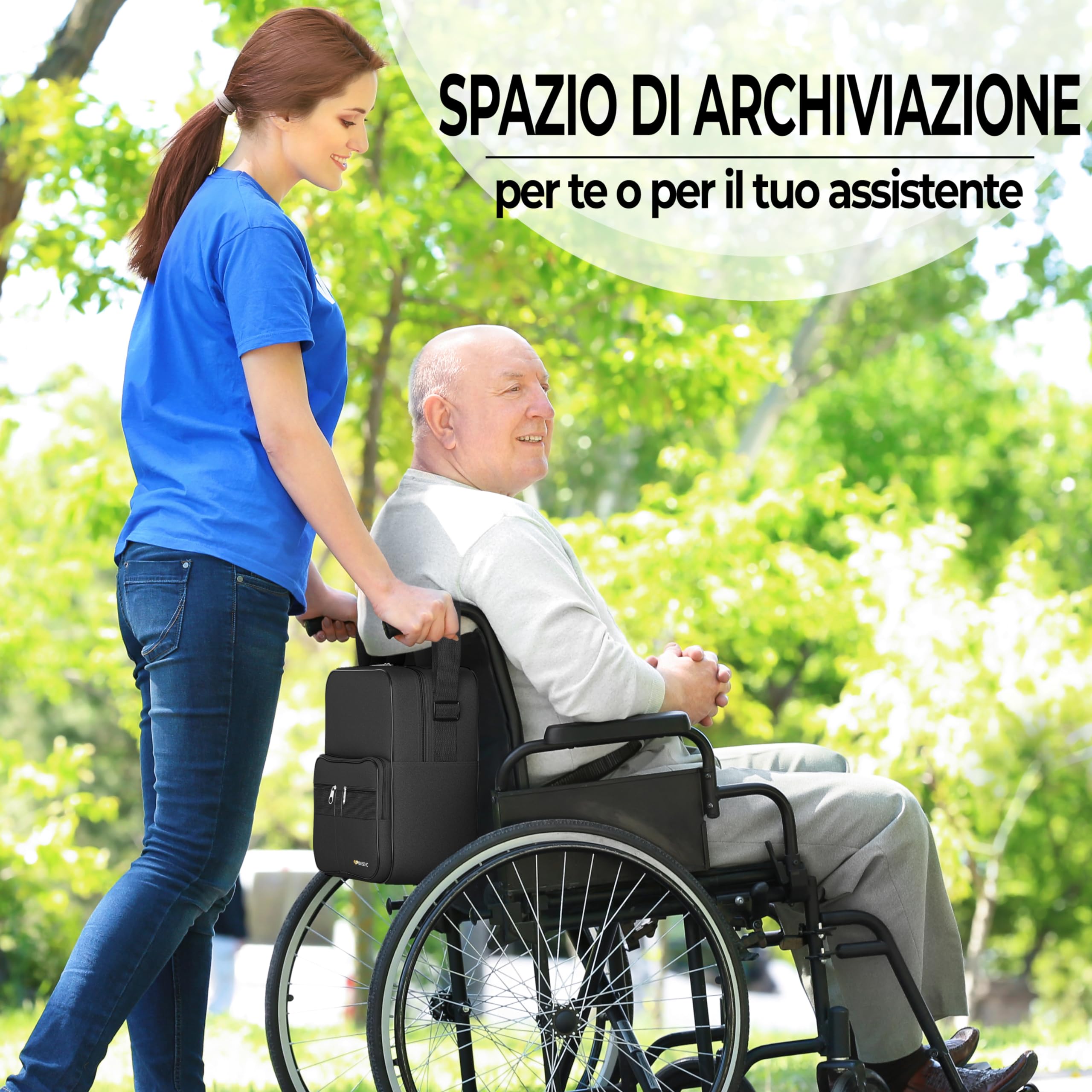 iMedic - Borsa Per Sedia A Rotelle - Accessori Sedia A Rotelle - Da Appendere Alle Maniglie Per Un Uso Pratico E Utile - Nera