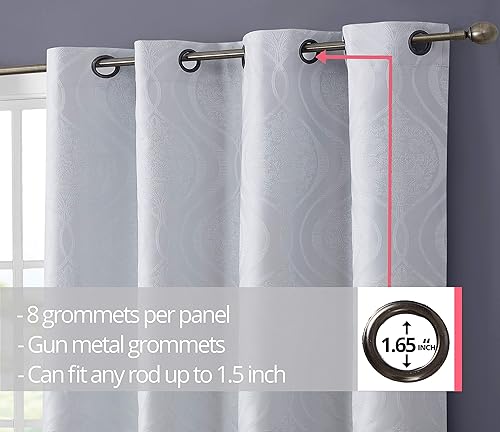 Miniatura 7 de HLC.ME Montero Damask - Cortinas de bloqueo completo de luz al 100%, fuerte aislamiento térmico, ahorro de energía en calor o frío, protección UV,