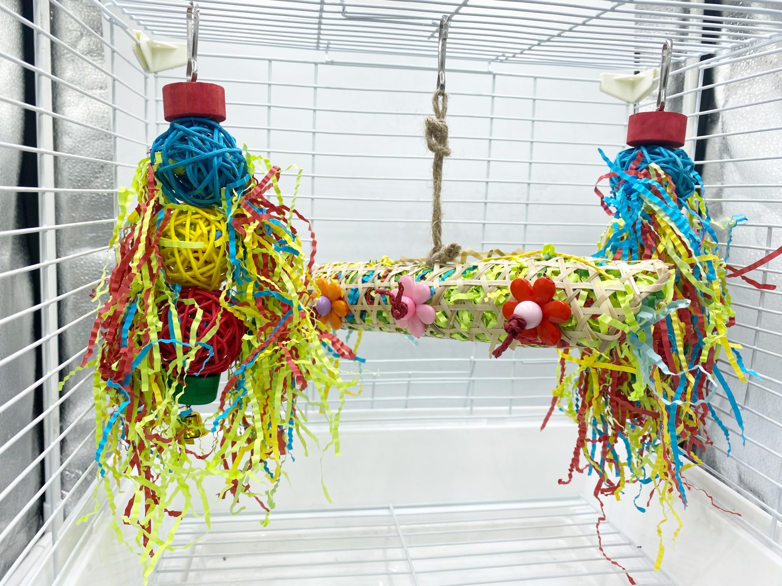 josaner-zz 3 PCS Bird Chewing Toys Foraging Shredder Toy Parrot Cage Bird Loofah Hanging Toyfor Small Medium Parrots, Conures, Cockatiel, Budgies, Lovebird Parrotlet, and Bird Cage Accessorie