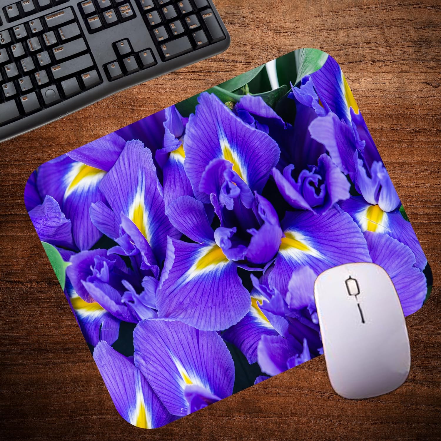 Floral Pattern Flower Mouse Pad Mat Mousepad for Desk Computer Laptop PC Gaming Home or Office Gift for Her Flowers (Iris MP111) image 4