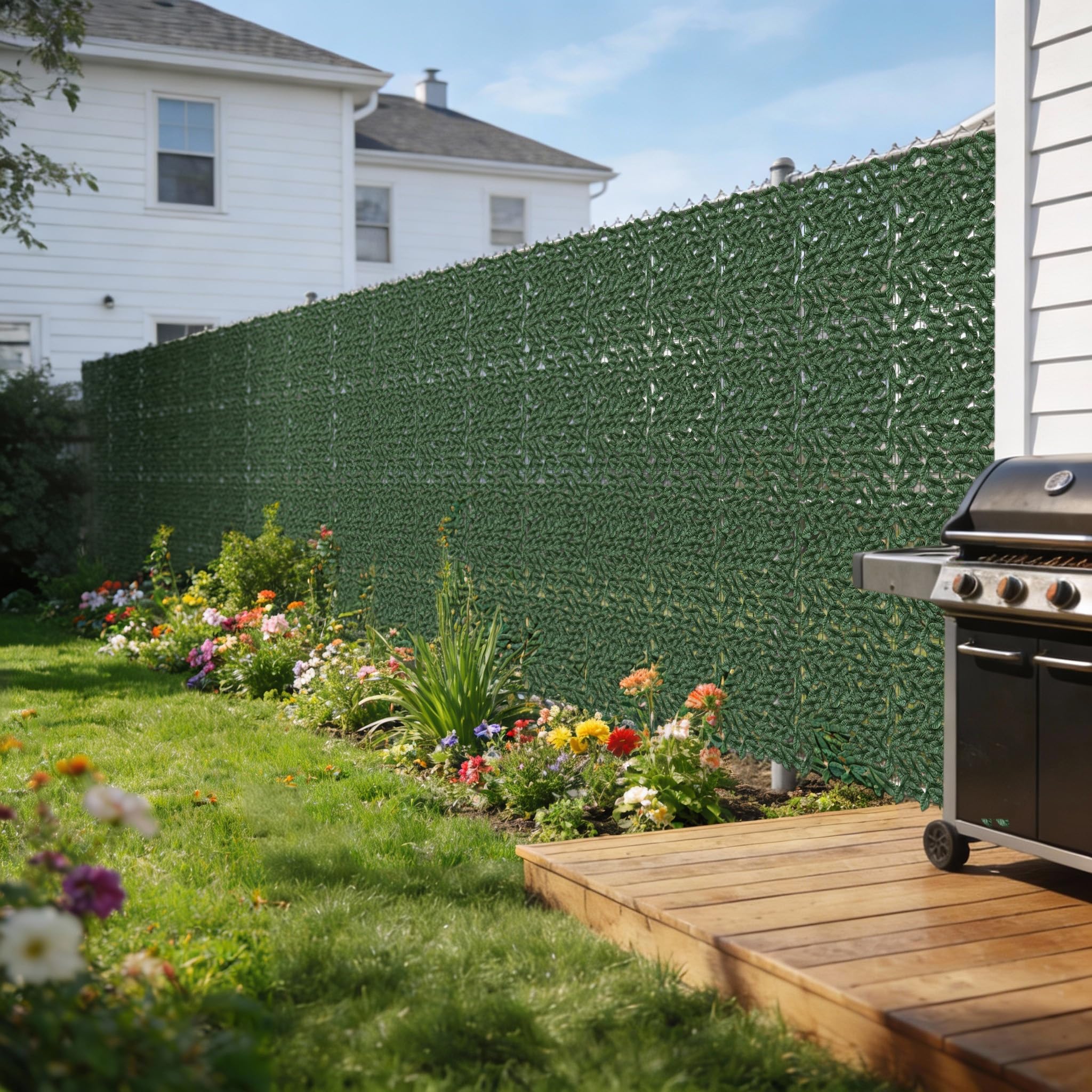 Aufun Künstliche Efeu Garten Sichtschutz mit Kabelbinder 100x1500cm | UV-Beständig Balkonsichtschutz Garten, Hecken Paneele Rolle Pflanzen Hängend Girlande für Gartenhecken Balkon Außendekoration