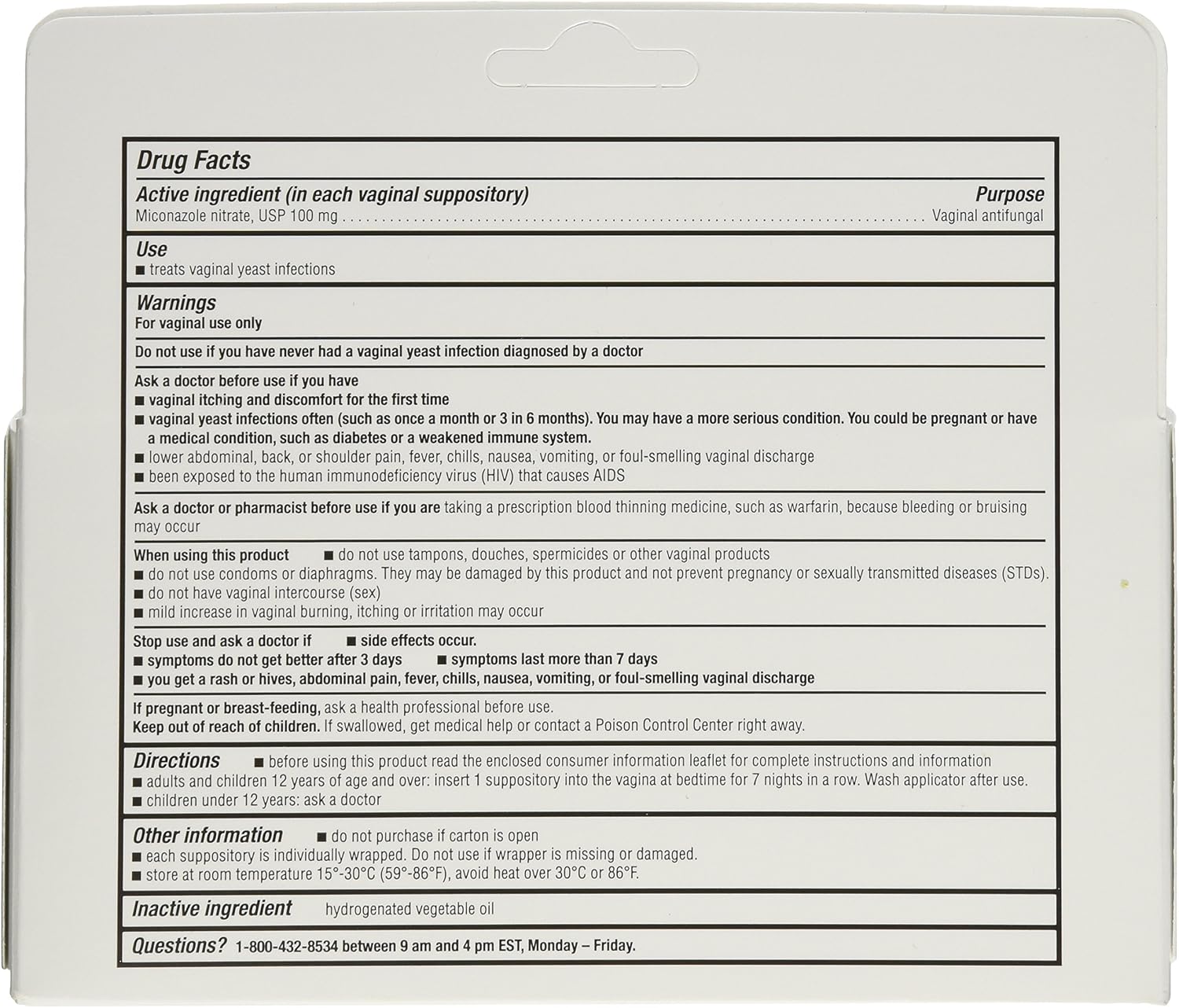 Miconazole 7 Day Vaginal Suppositories 100 mg - 7 ea