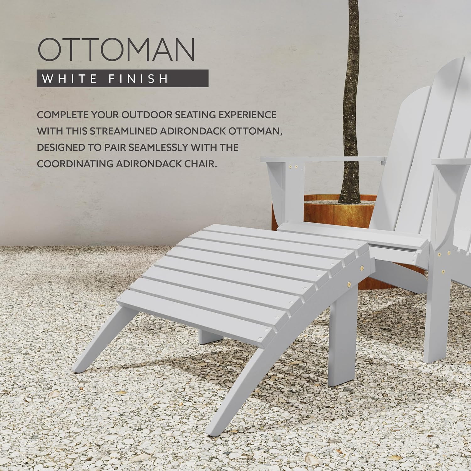 Linon Adirondack, White Ottoman,