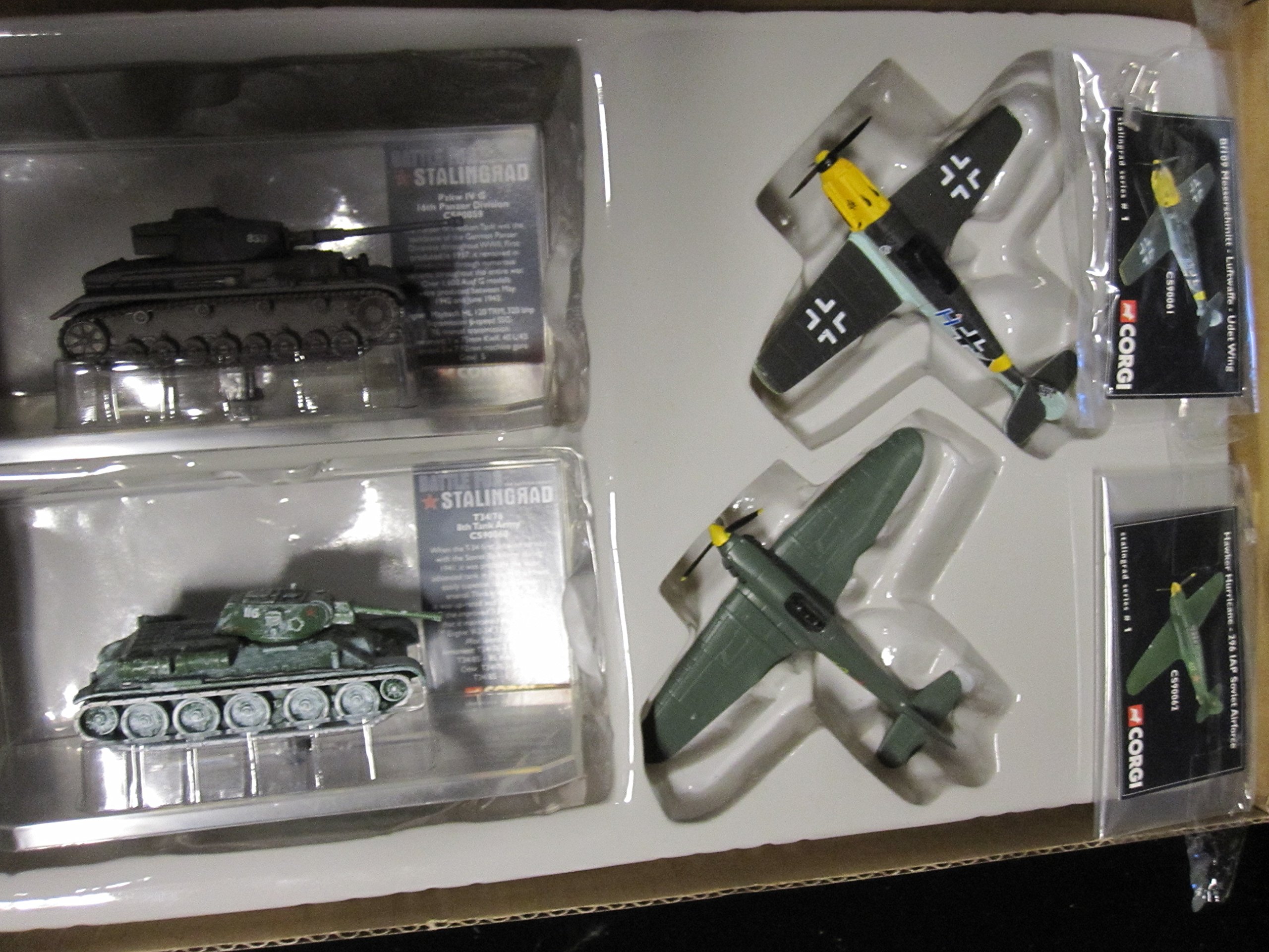 Corgi Battle for Stalingrad 4 Peice Boxed Gift Set Includes German Panzer and Messerchmiit and Russian T 34 and Hawker