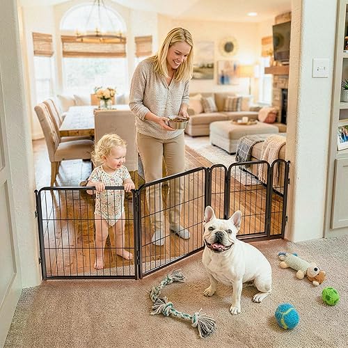 Miniatura 35 de FXW Puerta para perros extra ancha diseñada para uso en interiores, ancho ajustable de hasta 183 pulgadas de ancho