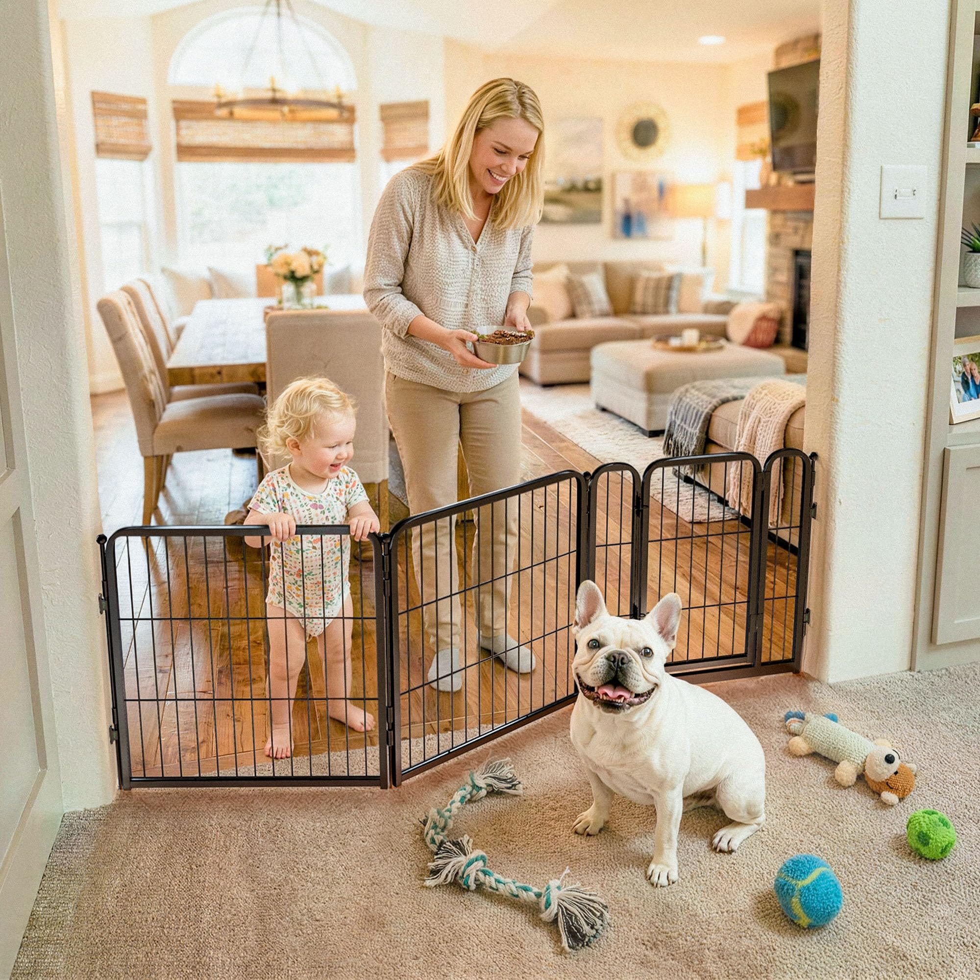 FXW Dog Gate, Extra Wide Adjustable for Openings Up to 69", 24" H