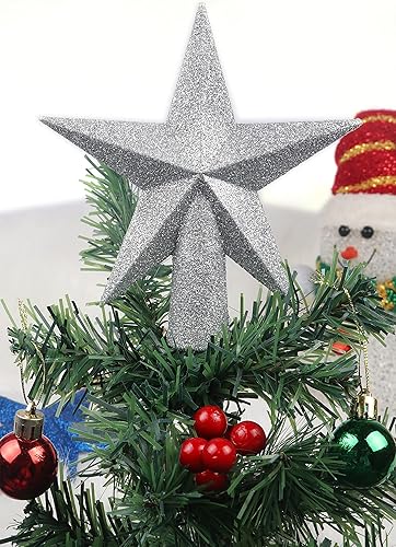 Miniatura 8 de YYCRAFT Decoración navideña para árbol de estrella con purpurina, 6 pulgadas, color negro