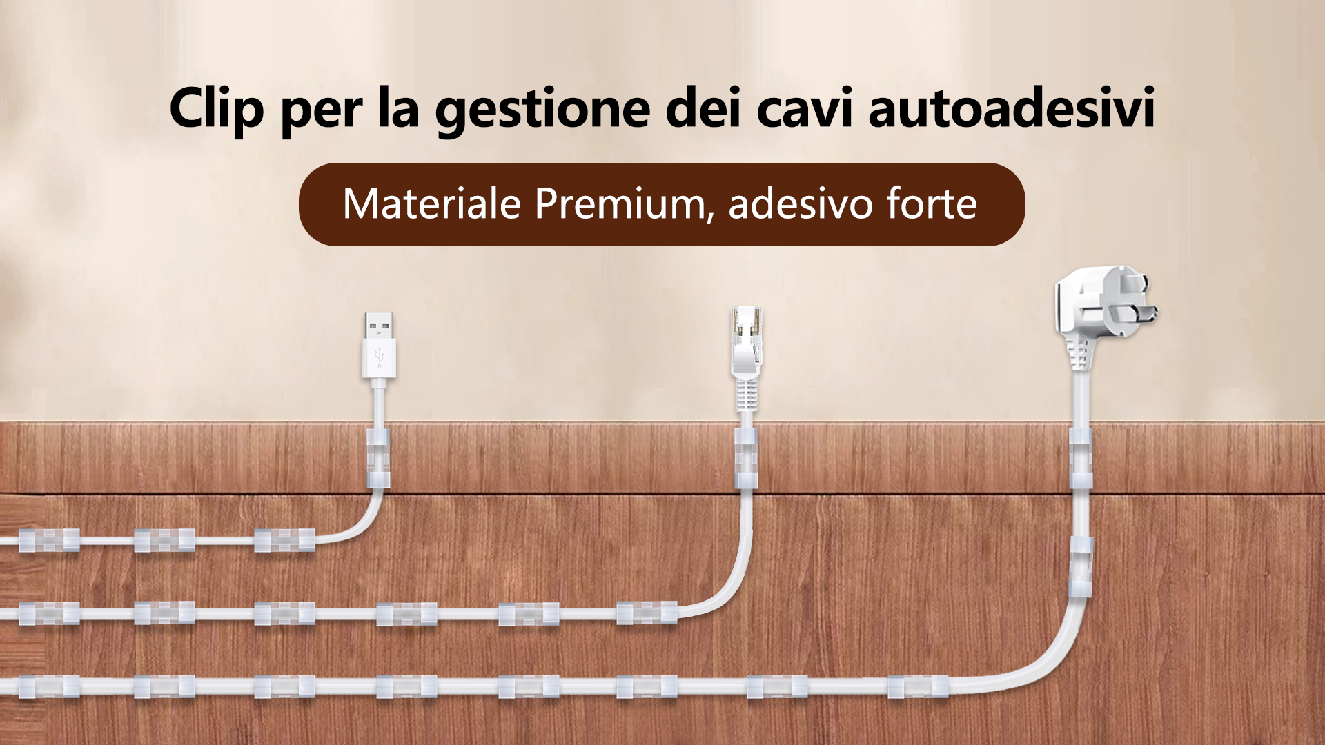 40 Clip Autoadesive Per Cavi – Da Parete O Sotto Scrivania, Per Ethernet E Dash Cam, Nere