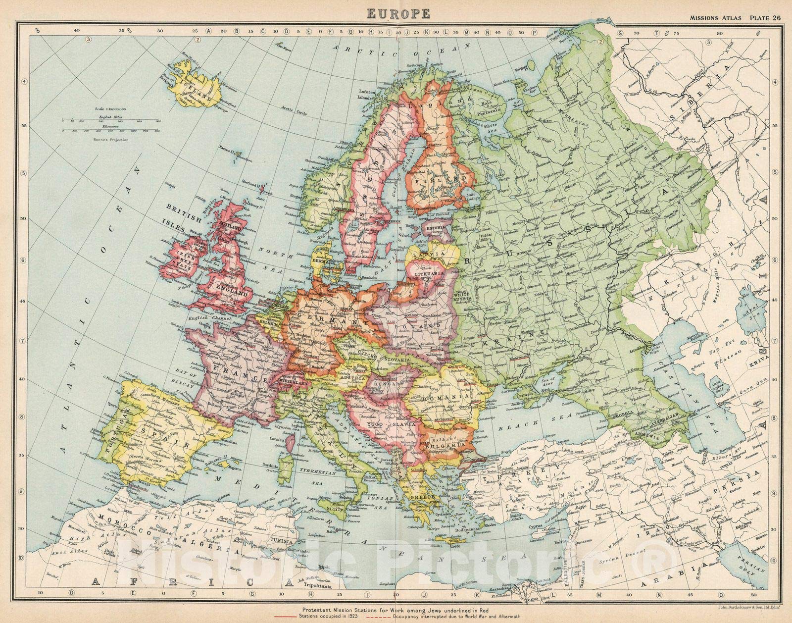 Amazon.com: Europe 1923 World Missionary Atlas Map Print