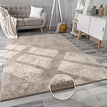 Paco Home Tappeto Salotto e Camera da Letto Moderno a Pelo Corto - Morbido, Lavabile, Antiscivolo, in Finta Pelliccia, Dimensione:160x230 cm, Colore:Beige