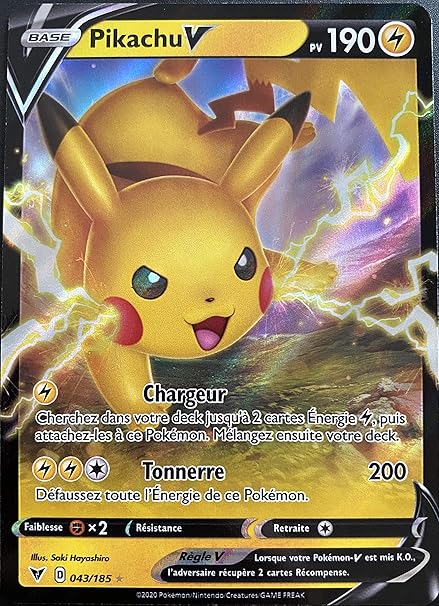 Generique Carte Pokemon Pikachu 043 185 V Ultra Rare Epee Et Bouclier 4 Eb04 Fr Neuf Amazon Fr Jeux Et Jouets