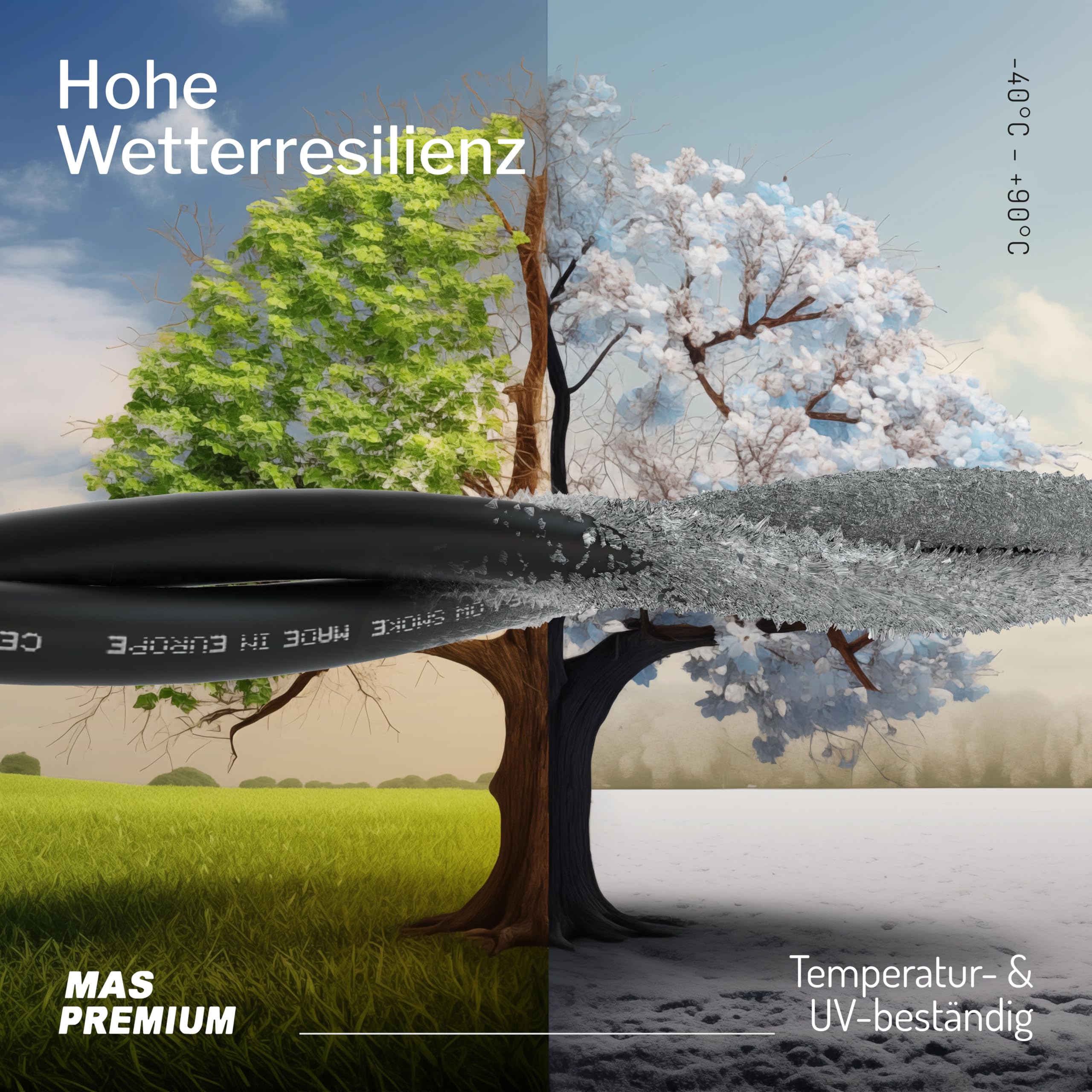 MAS-Premium - Cavo solare H1Z2Z2-K, 10 mm², certificato TÜV 2, senza alogeni, doppio isolamento, installazione libera o fissa in impianti fotovoltaici, lunghezza: 5-200 m (nero, 90 m