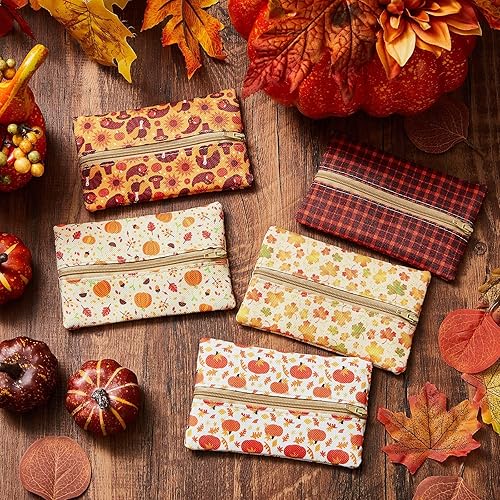 Miniatura 2 de Sherr 5 piezas de pañuelos para bolso, bolsillo para pañuelos, reutilizable, bolsa de pañuelos de viaje, cremallera cerrada, tamaño pequeño, patrón