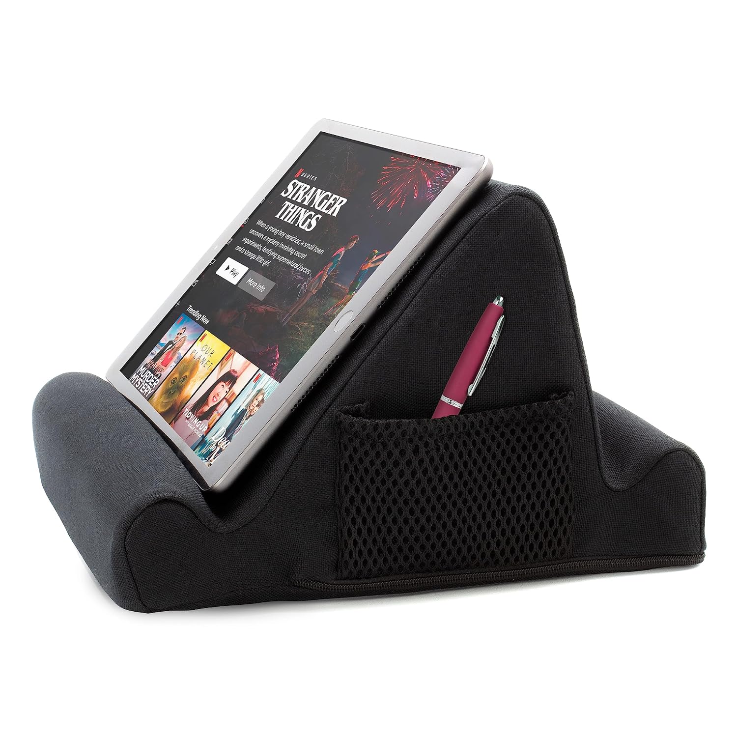 Brookstone - Memory Foam Lap Desk Tablet Holder Holds Phones iPads E-Book Readers 2 Viewing Angles 2 Side
