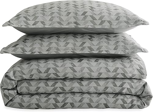 Miniatura 5 de Scott Living Laredo - Juego de edredón y funda de edredón jacquard de 3 piezas  matrimonialqueen  entrelazado geométrico gris niebla del puerto