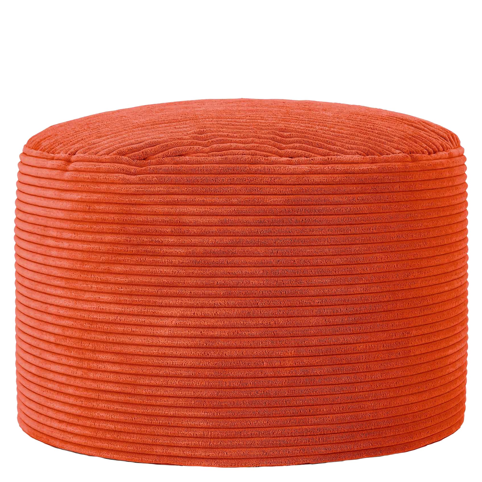 icon Milano Cord Bean Bag Pouffe, Terracotta Orange, Large Pouffe Footstool with Filling Included, Footrest, Bedroom, Living Room, Living Room Furniture