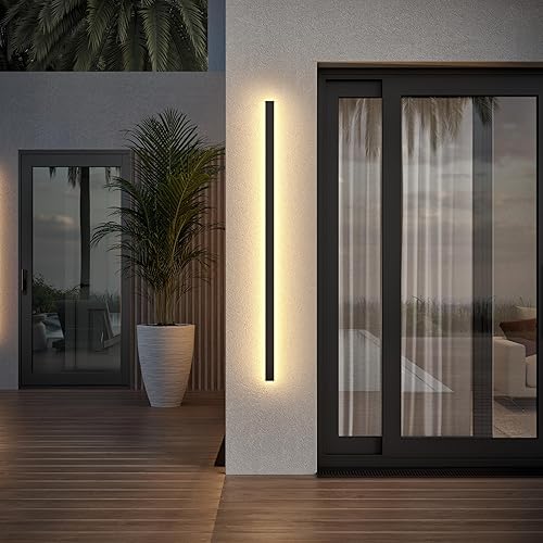 Miniatura 2 de Ozarke Svelte - Lámpara de pared LED larga y moderna para exteriores, cálida de 3000 K, regulable, IP65, apliques exteriores, con certificación UL,